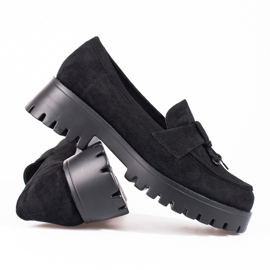 Chaussures compensées en daim pour femmes noir Shelovet 1