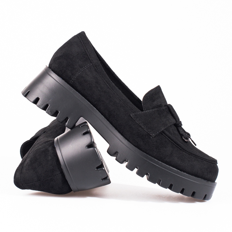 Chaussures compensées en daim pour femmes noir Shelovet 1