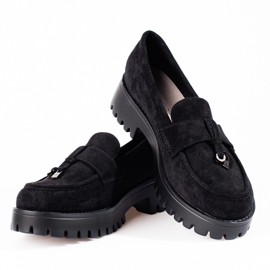 Chaussures compensées en daim pour femmes noir Shelovet le noir 6