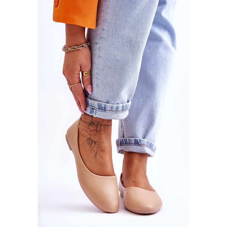 Stacee Ballerines Classiques Cuir Beige 1