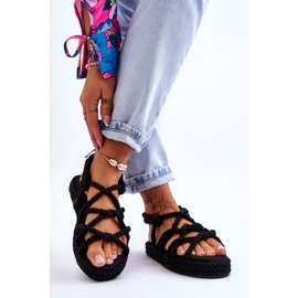 FG2 Sandales tressées à la mode pour femmes noires Tiffanie le noir 2