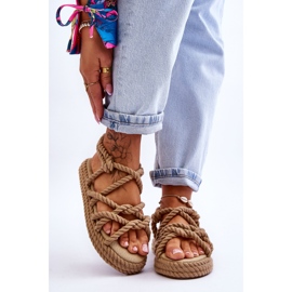 FG2 Sandales tressées à la mode pour femmes Beige Tiffanie brun 1