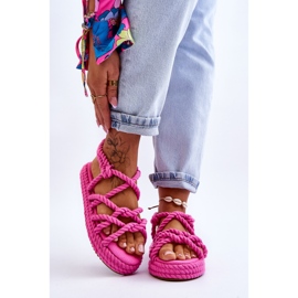 Sandales tressées à la mode pour femmes Fuchsia Tiffanie rose 1