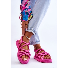 Sandales tressées à la mode pour femmes Fuchsia Tiffanie rose 2