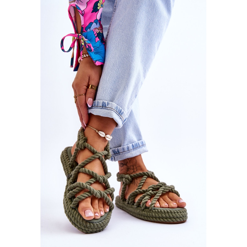 FG2 Sandales tressées à la mode pour femmes Vert Tiffanie 2