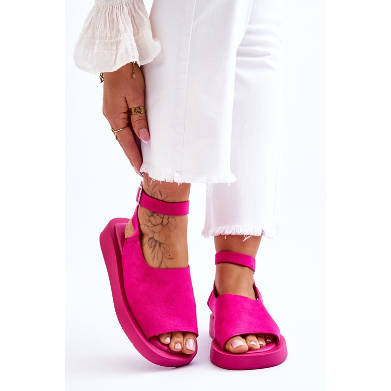 FG2 Sandales confortables pour femmes sur la plateforme Fuchsia Rubie rose 1