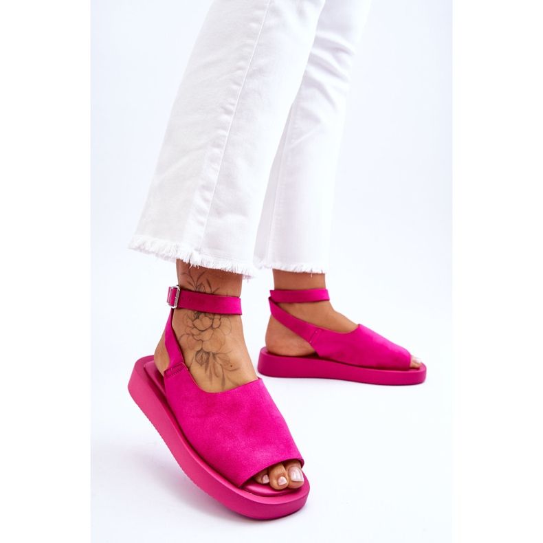 FG2 Sandales confortables pour femmes sur la plateforme Fuchsia Rubie rose 2