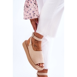 Sandales Confortables Pour Femmes Sur La Plateforme Beige Rubis brun 4