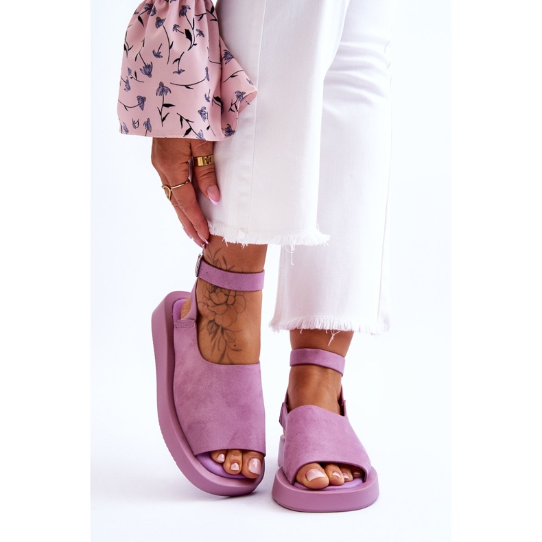 FG2 Sandales plates-formes confortables pour femmes violet rubis 1