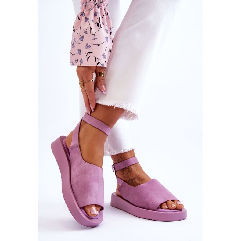 FG2 Sandales plates-formes confortables pour femmes violet rubis 2