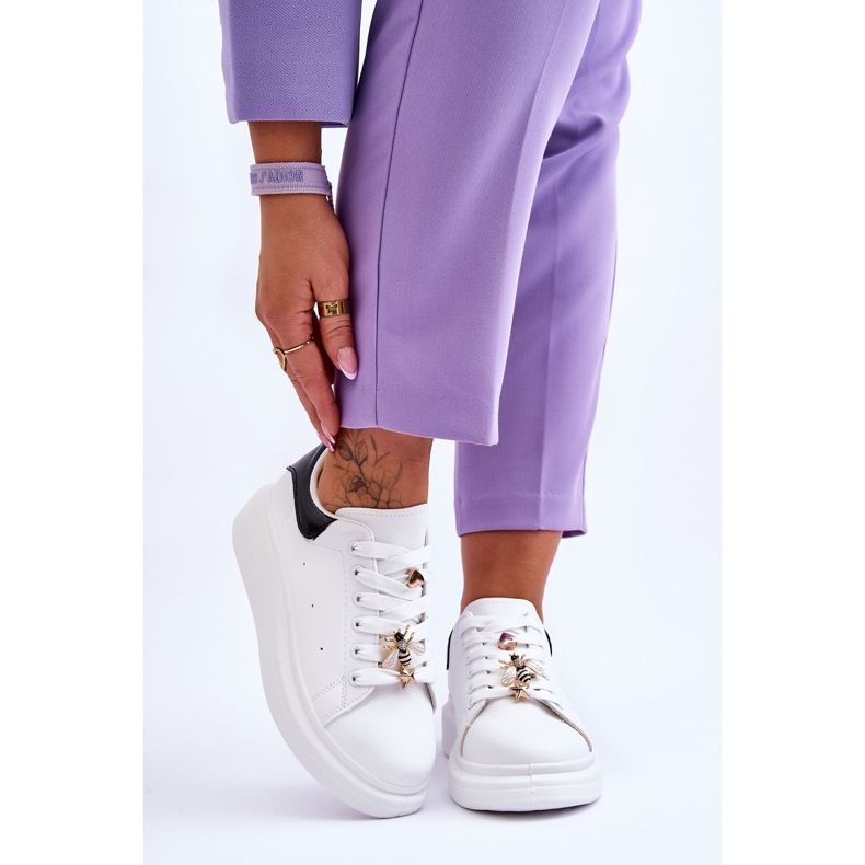 FG2 Chaussures De Sport Pour Femmes Sur Une Plateforme Massive Blanc Et Noir Chante blanche 1 FG2 Chaussures De Sport Pour Femmes Sur Une Plateforme Massive Blanc Et Noir Chante blanche 1