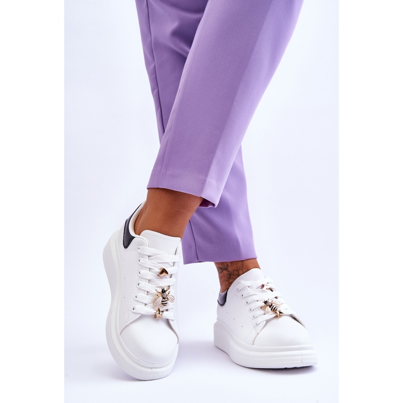 FG2 Chaussures De Sport Pour Femmes Sur Une Plateforme Massive Blanc Et Noir Chante blanche 2 FG2 Chaussures De Sport Pour Femmes Sur Une Plateforme Massive Blanc Et Noir Chante blanche 2