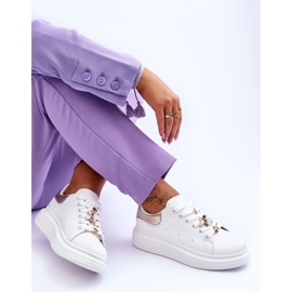 FG2 Chaussures De Sport Pour Femmes Sur Une Plateforme Massive Blanc Et Or Chante blanche 1