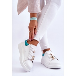 FG2 Chaussures De Sport Pour Femmes Sur Une Plateforme Massive Blanc Et Vert Chante 2