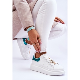 FG2 Chaussures De Sport Pour Femmes Sur Une Plateforme Massive Blanc Et Vert Chante blanche 7