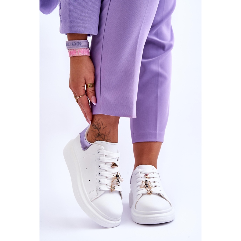 FG2 Chaussures De Sport Pour Femmes Sur Une Plateforme Chunky Blanc Et Violet Chante blanche 1 FG2 Chaussures De Sport Pour Femmes Sur Une Plateforme Chunky Blanc Et Violet Chante blanche 1
