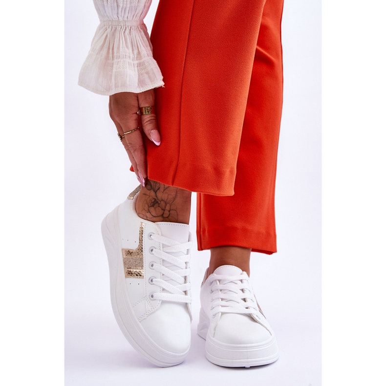 Baskets Diahna Femme Blanc et Or 1