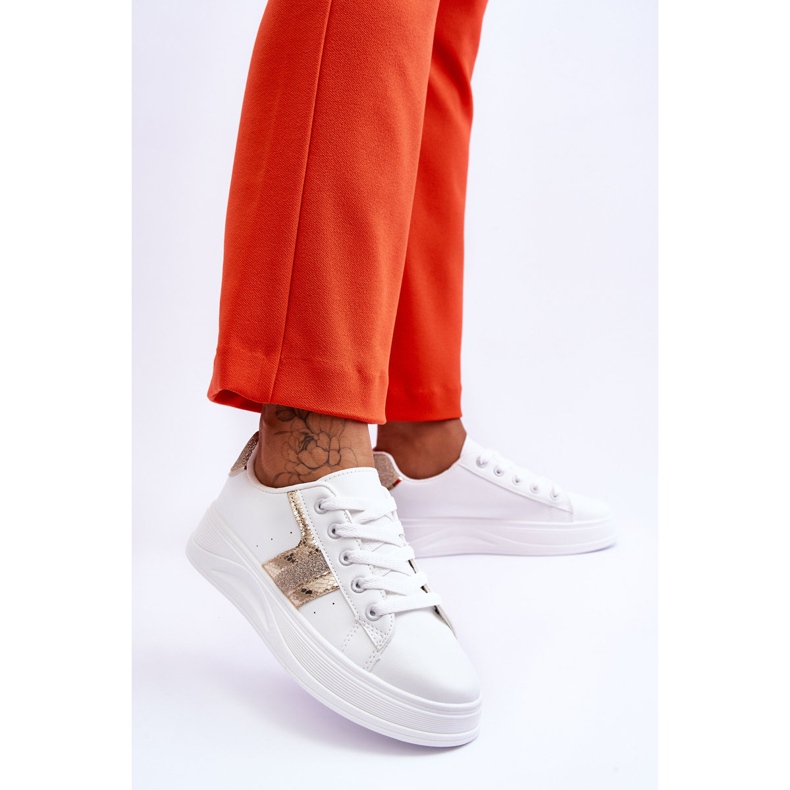 Baskets Diahna Femme Blanc et Or 2