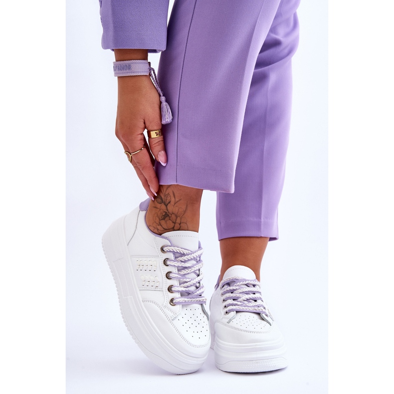 Baskets Plateforme Femme Tendance Blanc-Violet Claribel 1