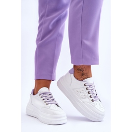 Baskets Plateforme Femme Tendance Blanc-Violet Claribel blanche 2
