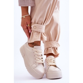 FG2 Chaussures de sport à plateforme confortables pour femmes Beige Devan 1