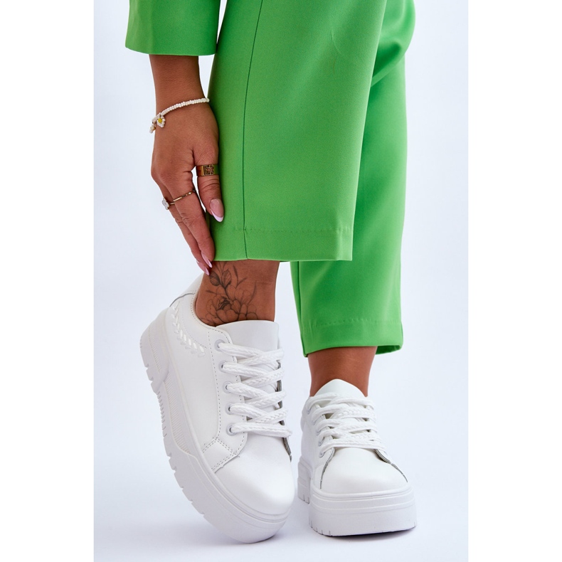 FG2 Chaussures de sport à plateforme confortables pour femmes Blanc Devan blanche 1