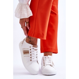 Baskets Femme En Cuir Avec Clous Blanc Et Doré Dory 1