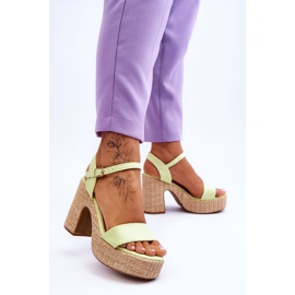 Sandales Confortables En Daim Sur Talon Épais Vert Clair Elishia 2