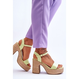 Sandales Confortables En Daim Sur Talon Épais Vert Clair Elishia 3