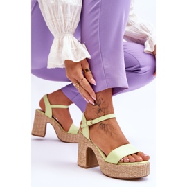 Sandales Confortables En Daim Sur Talon Épais Vert Clair Elishia 6