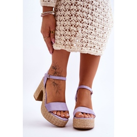 Sandales Confortables En Daim Sur Un Talon Épais Violet Elishia 1
