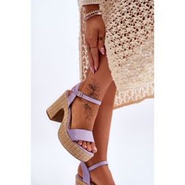 Sandales Confortables En Daim Sur Un Talon Épais Violet Elishia 5