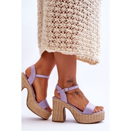 Sandales Confortables En Daim Sur Un Talon Épais Violet Elishia 3