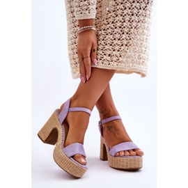 Sandales Confortables En Daim Sur Un Talon Épais Violet Elishia 4