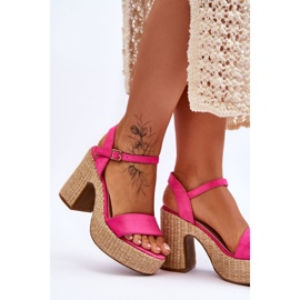 FI1 Sandales en daim confortables sur un gros talon fuchsia Elishia rose 5