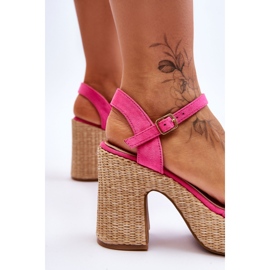 FI1 Sandales en daim confortables sur un gros talon fuchsia Elishia rose 6