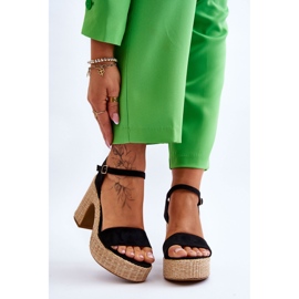 FI1 Sandales en daim confortables sur une barre Elishia noire massive 1