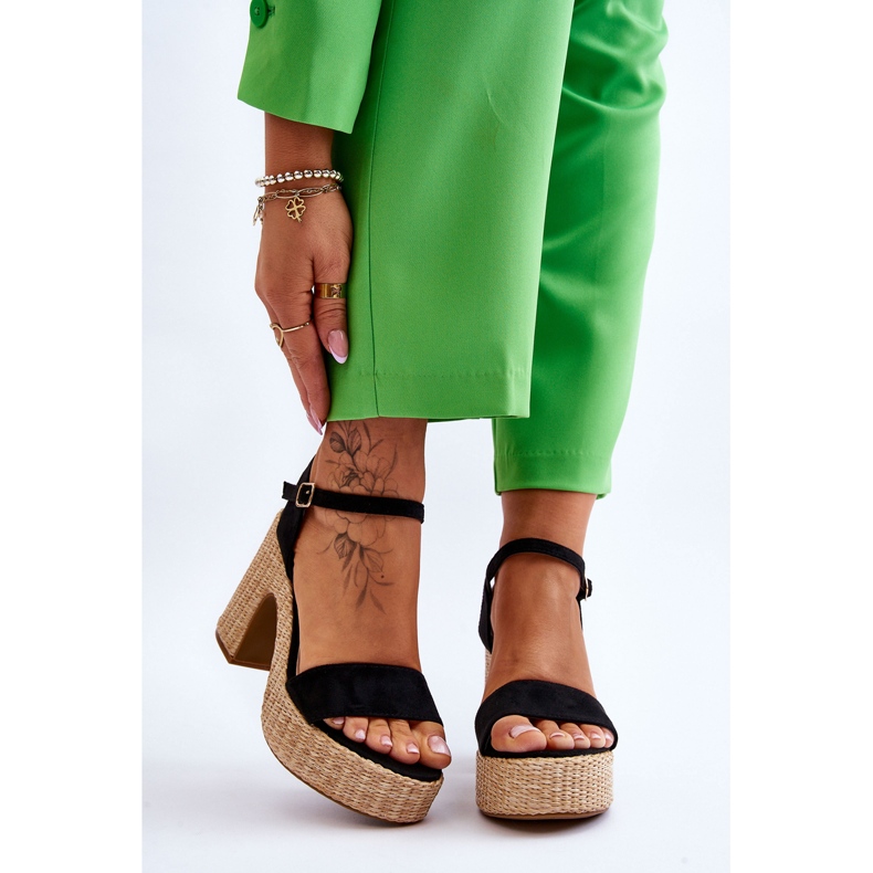 FI1 Sandales en daim confortables sur une barre Elishia noire massive 1