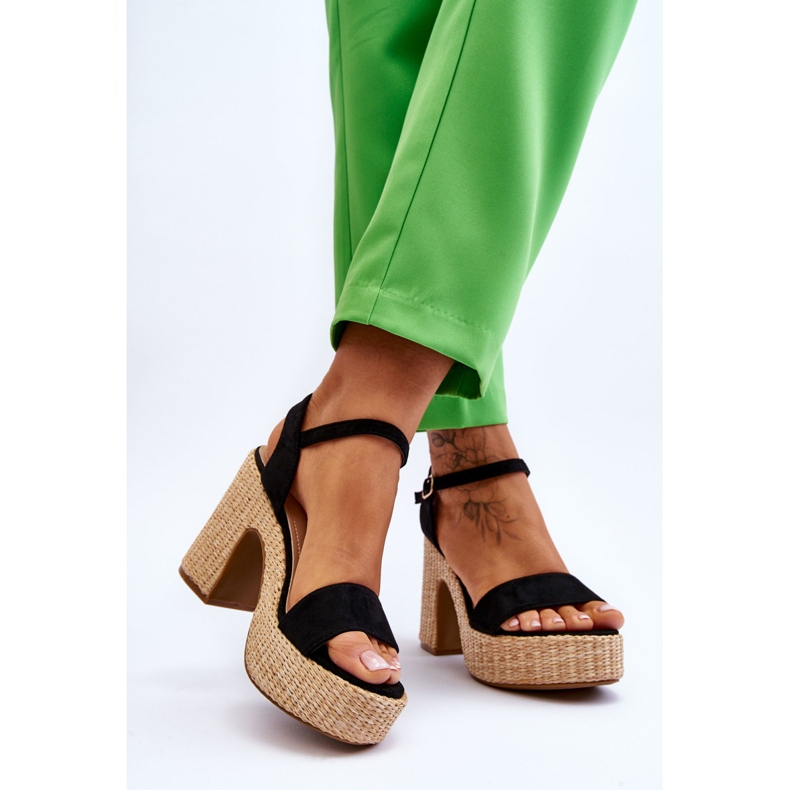 FI1 Sandales en daim confortables sur une barre Elishia noire massive le noir 2