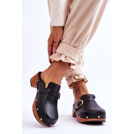 FI1 Chaussons Cuir Femme Sabots Noir Fanett le noir 2