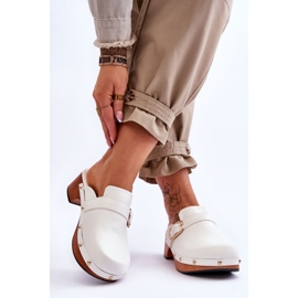 FI1 Chaussons Cuir Femme Sabots Blanc Fanett 2