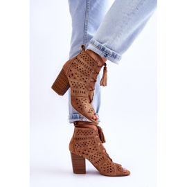 FB1 Bottes à talons hauts camel Letya ajourées beige 3