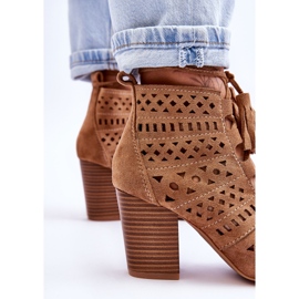 FB1 Bottes à talons hauts camel Letya ajourées beige 6