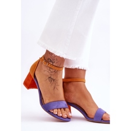 FB1 Sandales à talons bas en daim violet et jaune Quincy 4