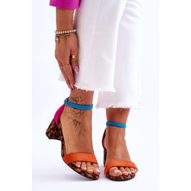 FB1 Sandales en daim multicolores à talons bas Quincy 1