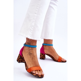 FB1 Sandales en daim multicolores à talons bas Quincy 6
