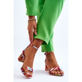 FB1 Sandales en satin à petits talons beiges et bleu Quincy brun 1