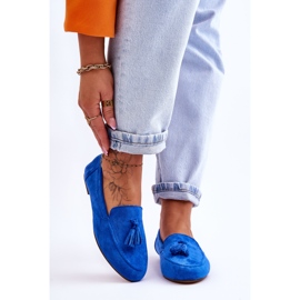 FB1 Mocassins Franges Classiques Daim Bleu Averil 1
