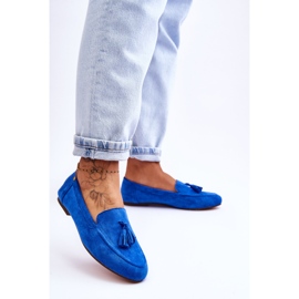 FB1 Mocassins Franges Classiques Daim Bleu Averil 2
