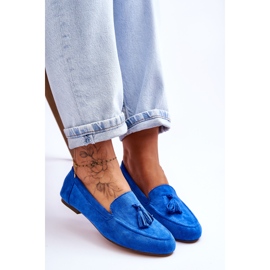 FB1 Mocassins Franges Classiques Daim Bleu Averil 5